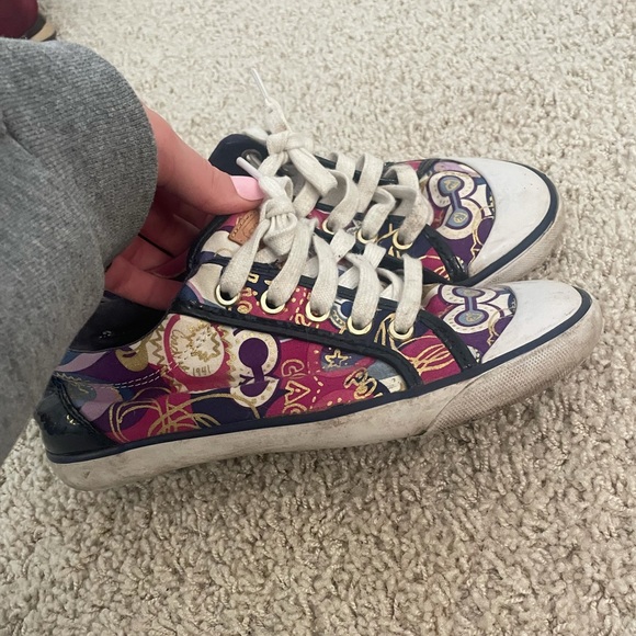 PURPLE POPPY GRAFFITI COACH SNEAKERS!! Size 6! - Picture 5 of 8